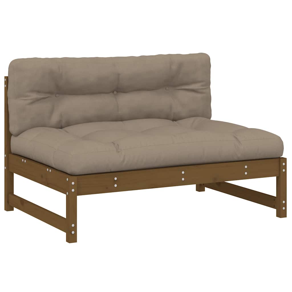 2 Piece Garden Lounge Set with Cushions Honey Brown Solid Wood