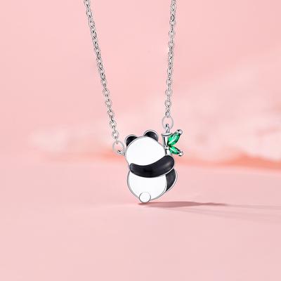 Cute Panda Necklace Girls Niche Commuter Students Can Wear Stainless Steel Collarbone Chain