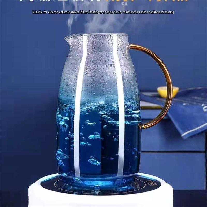 Nordic Gradient Marble Teapot Set: Thickened Glass Cold Water Jug with High-Capacity Borosilicate Marble Teapot