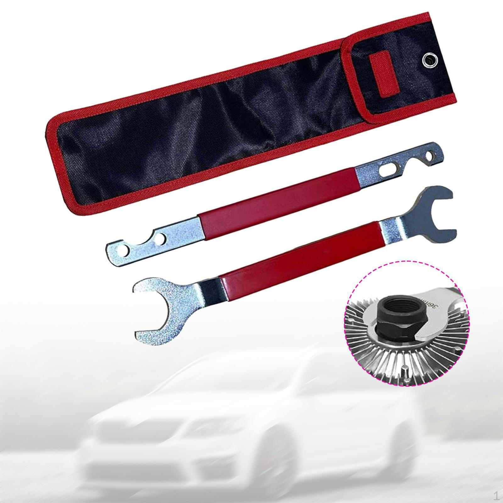 

Набор из 2 ключей для муфты вентилятора Держатель шкива водяного насоса Легко снимает и устанавливает Автомобильный ручной