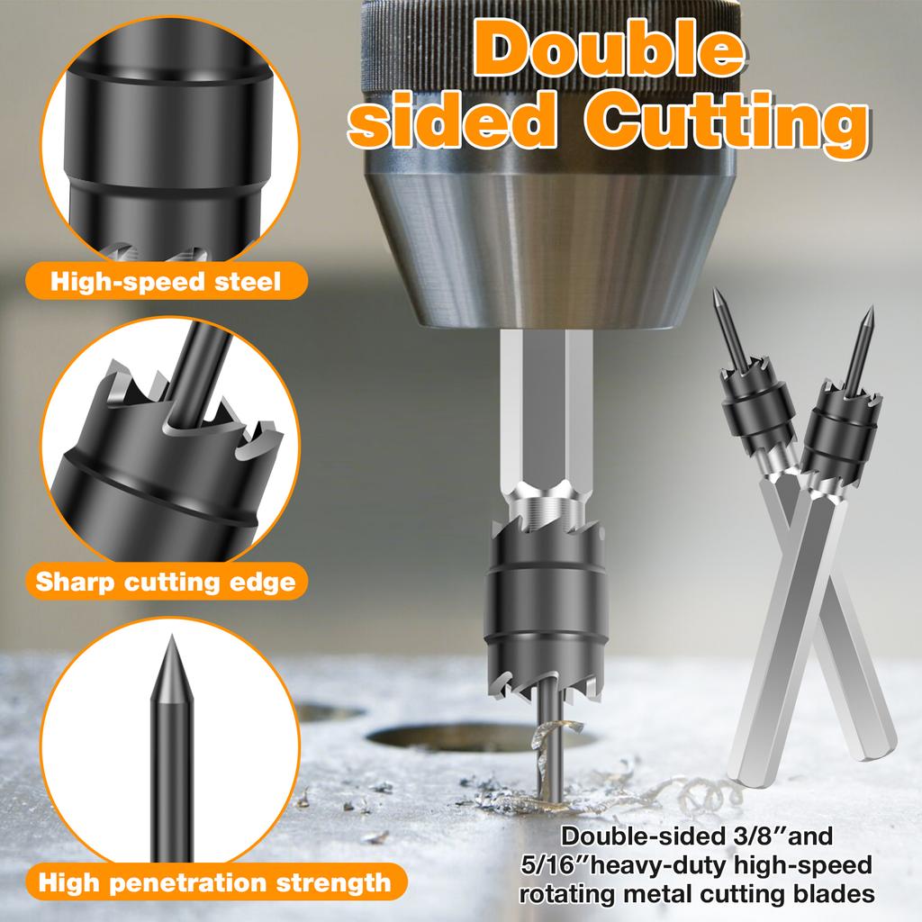 12Pcs Spot Weld Cutter Kit 3/8" 5/16" High Speed Steel Spot Weld Drill Bit with Cutter for Stainless Steel Iron & Aluminum Panel