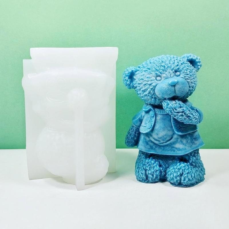 Bear Ornaments Dripping Glue Mold Diy Gypsum Ornaments Aromatherapy Candle 3d Stereo Standing Bear Candle Silicone Mold