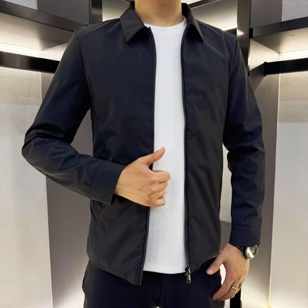 

2025 Men s Slim Fit Business Jacket - Zipper Casual Style for Spring & Autumn Recommended for 93-100 kg чёрный