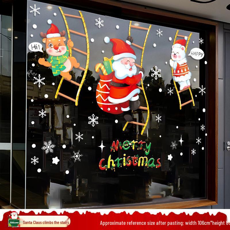 Santa Claus Christmas Window Clings - Tree, Door Stickers & Ornament Decor