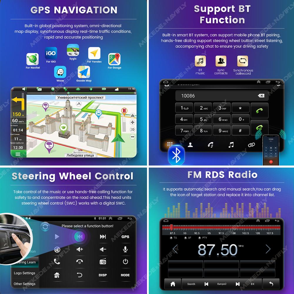 2din Android Car Radio 7" IPS Touch Screen Autoradio For Toyota VW Hyundai Universal Stereo Multimedia Video Player Carplay Auto