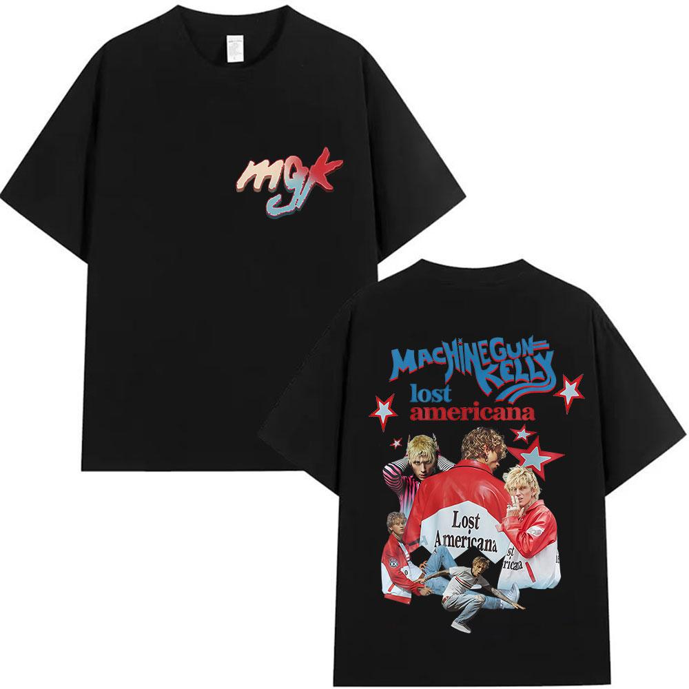 

2026 New Rapper Mgk Lost Americana Album Merch T Shirt Unisex Hip Hop Fashion Cotton Short Sleeve Tshirt Fans Clothing Summer 3XL