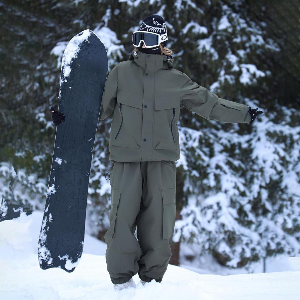 Skiwear men and women winter outdoor waterproof windproof thickened warm thickened snowboard snowboarding clothes ski suit set