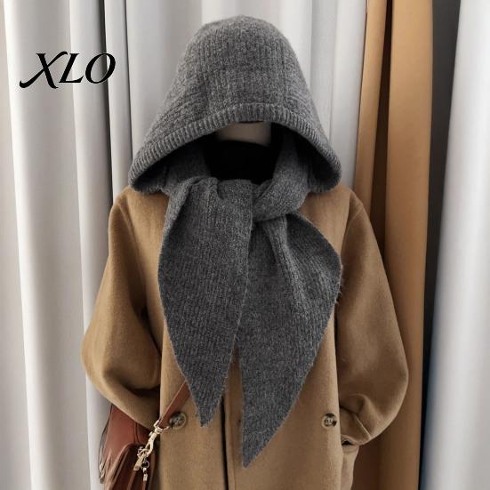 Women Winter Hat Knit Hooded Scarf Hat, Pullover Balaclava Hood, Soft Warm Ear Protection Skull Cap for Cold Weather Hood