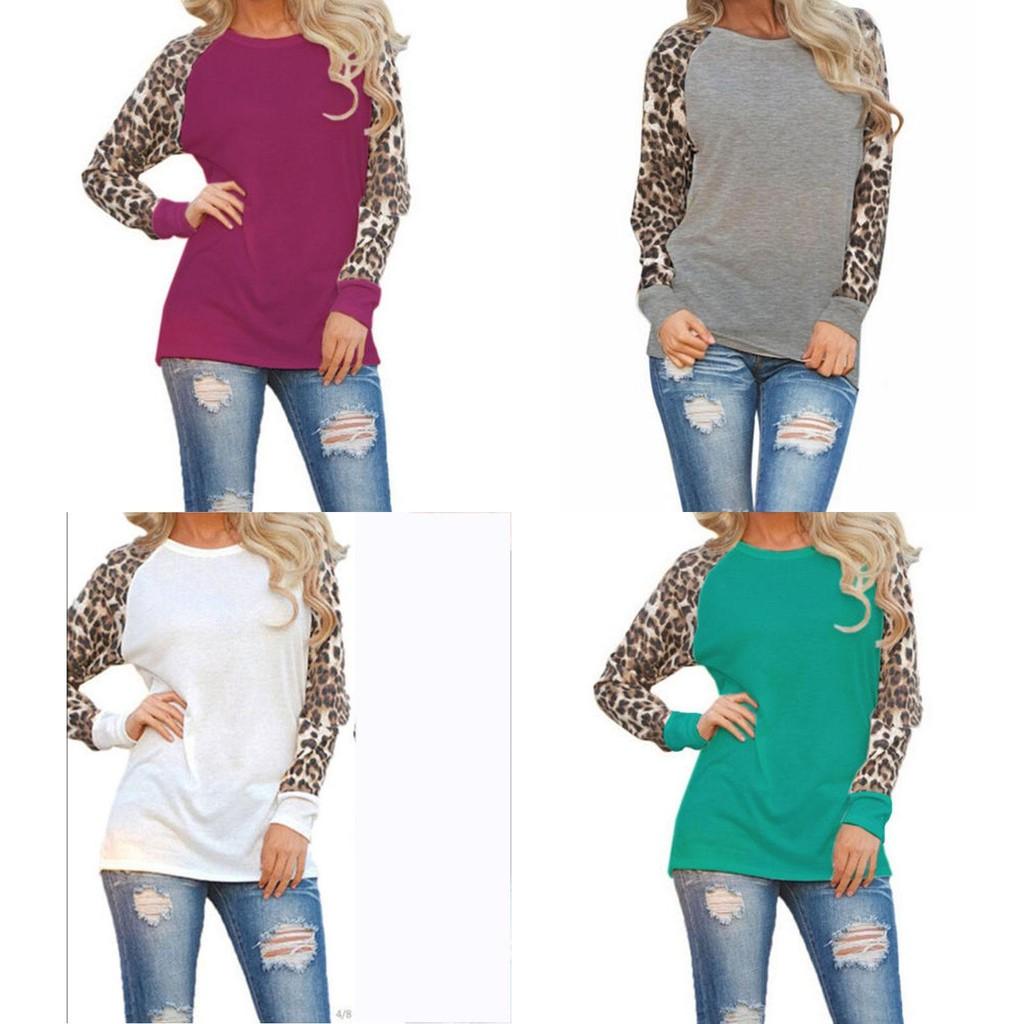 Versatile Plus Size Womens Long Sleeve Leopard T Shirts With A Relaxed And Fashionable Fit