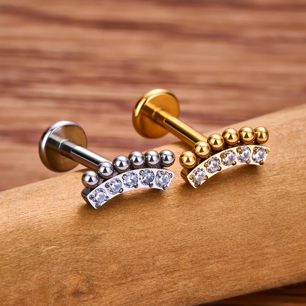 G23 Titanium 16G Piercing Labret Lip Nasal Nail Stud Earring Internal Thread Body Jewelry Design Ear Tragus Cartilage Helix Dait