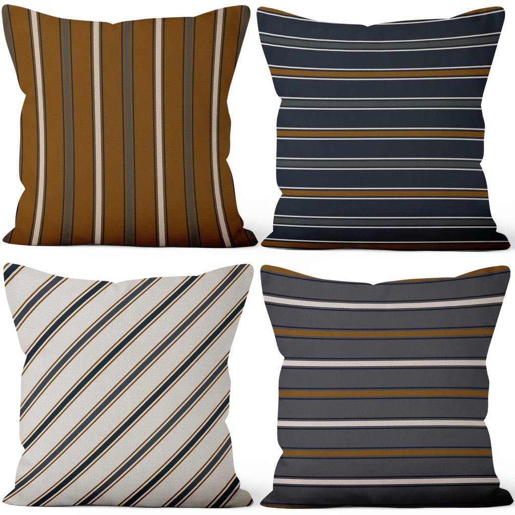 4Pcs Linen Throw Pillow Covers 45X45Cm Soft Decorative Cushion Cases For Sofa Bedroom Living Room Home Decorzippered Pillowcases
