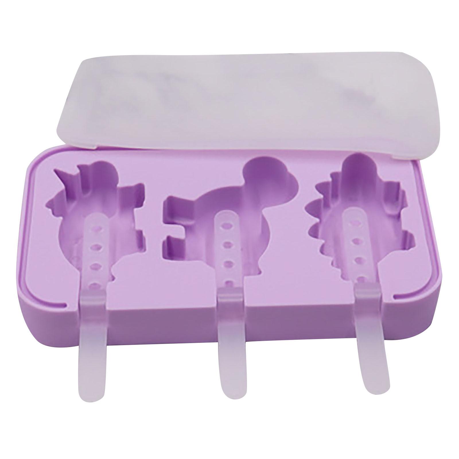 

Dinosaur Silicone Homemade Ice With Lid With Plastic Stick фиолетовый