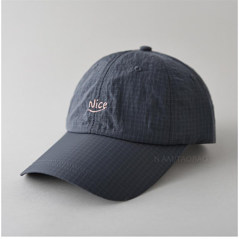 Quick Dry Baseball Cap with Letter Embroidery & Plaid, Korean Style Spring Summer Hat for Men Women Unisex