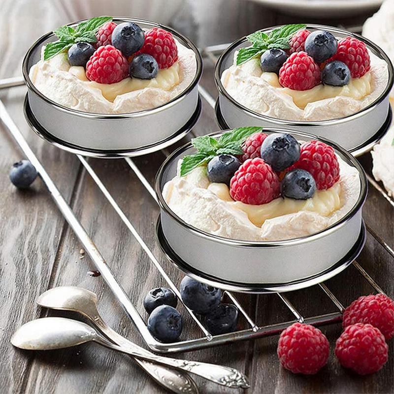 6 Pieces Muffin Tart Rings Double Rolled Tart Ring Stainless Steel Muffin Rings Metal Round Ring Mold for Food Making Bake Ware