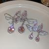 Silver Needle Luxury Rhinestone Butterfly Drop Earrings