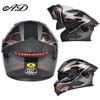 Unisex Full Face Flip-Up Motorcycle Helmet with LED Taillight, All-Season, 3C/DOT Certified