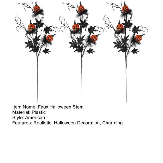 Artificial Halloween Stem Faux Curly Willow Branch with Pumpkin And Black Maple Leaves Gothic Fake Twig Picks for Vase DIY Home Decor