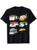 Unisex Kawaii Sushi Cat Graphic T-Shirt - 100% Cotton, Black with Playful Neko D