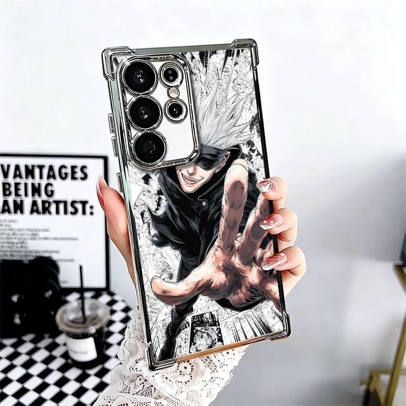 Anime Gojo Satoru JUJUSU Plating Phone Case For Samsung Galaxy S24 S25 FE S26 Edge S23 Ultra S22 S21 Plus S20 Anti-Fall Airabag