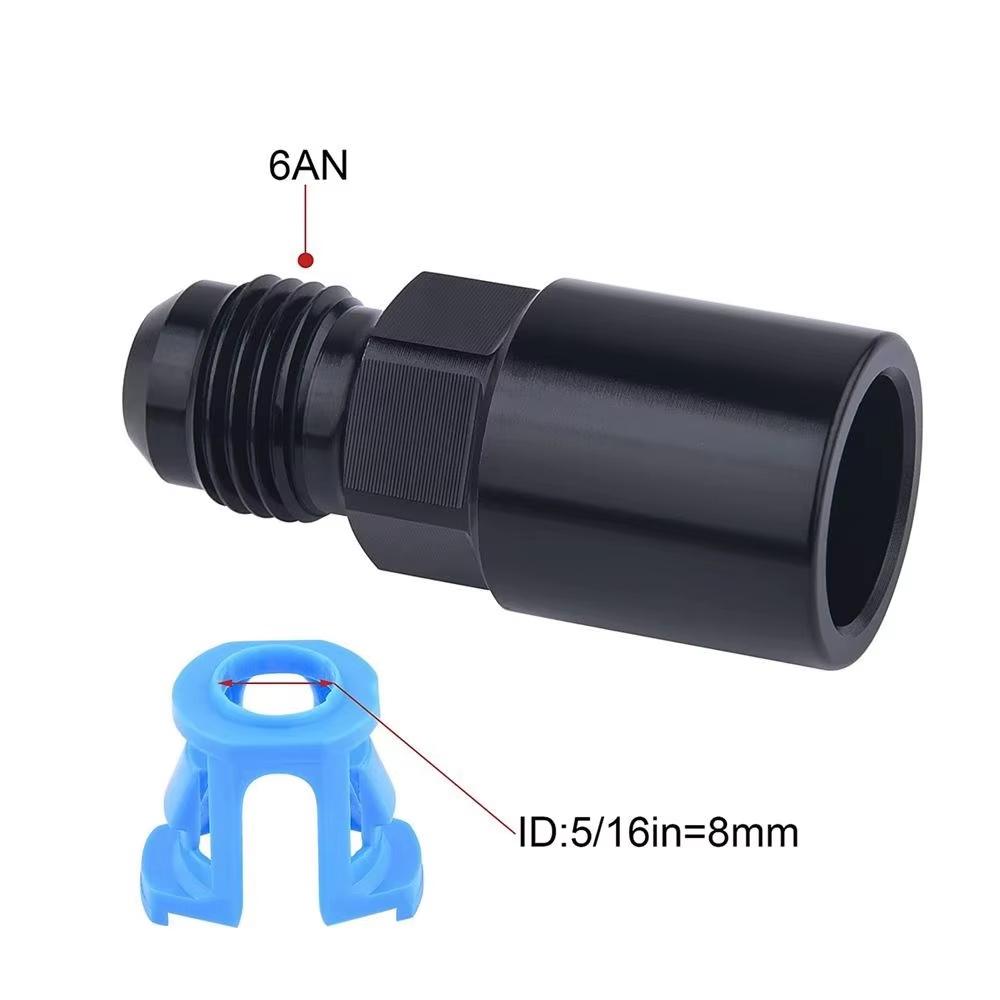 6AN 8AN Male To 3/8" SAE Quick Disconnect Male Push On EFI Fitting Adapter Aluminum Black TF-1041