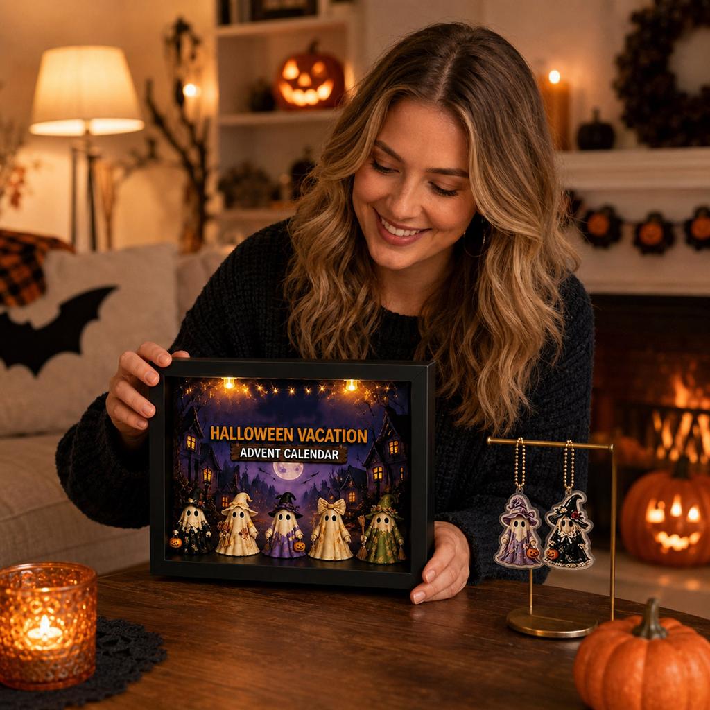 Acrylic Halloween Countdown Box - Surprise Toys with Light-Up Display, 3 Rare Collectible Variants