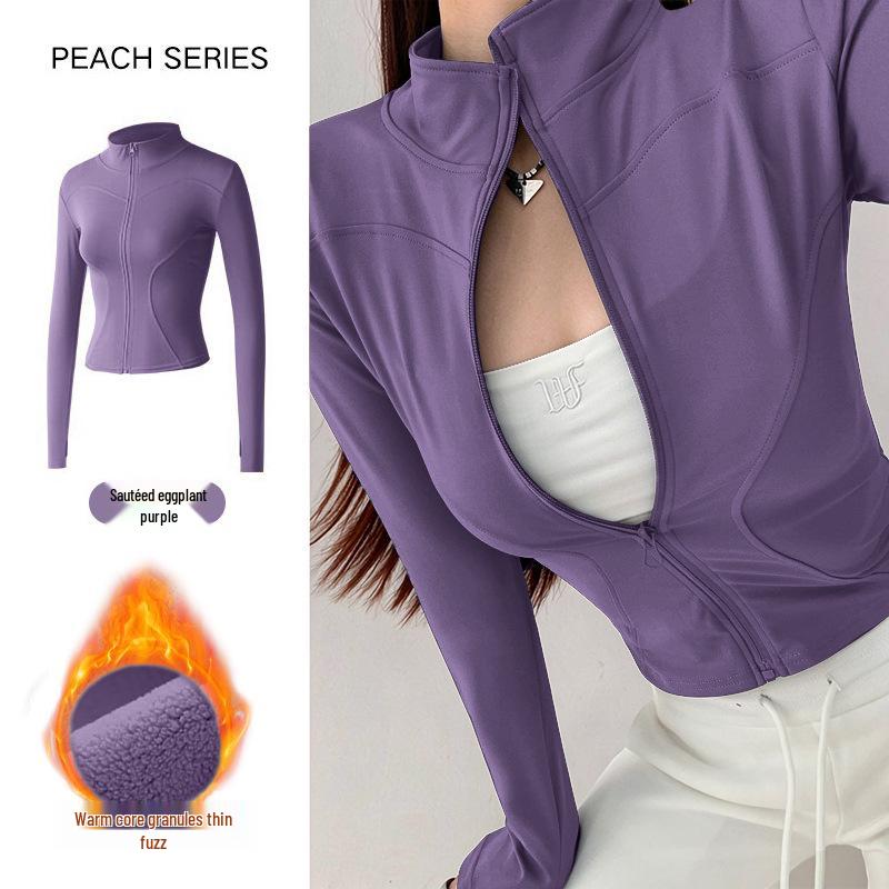Women's Slim-Fit Fleece-Lined Running Jacket - Autumn/Winter 2025 Yoga & Fitness Long Sleeve.