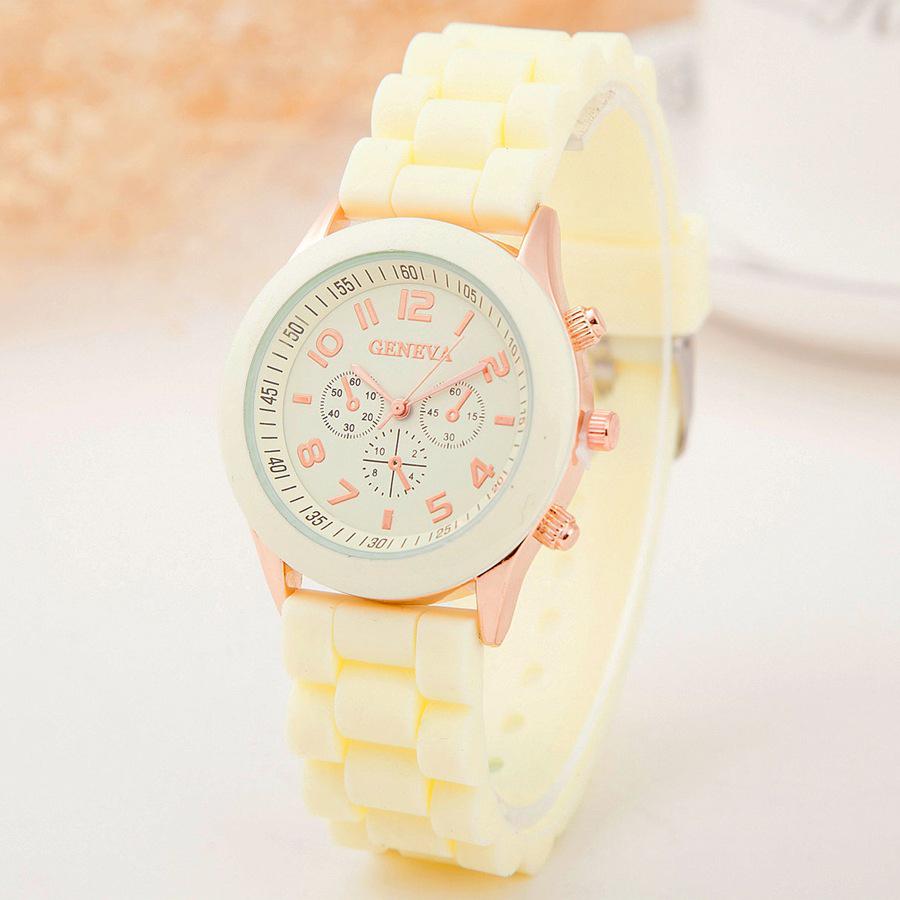Geneva Three-Eye Silicone Watch: Fashionable Style for Ladies