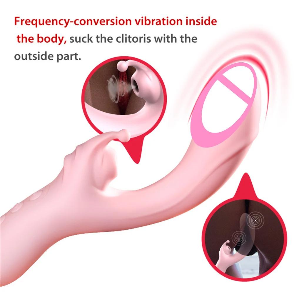 High Speed Vibration G-Spot Massager Clitoris Sucking Stimulator 2 In 1 Female Masturbator Dildo Vibrator Couples Goods Sex Toy