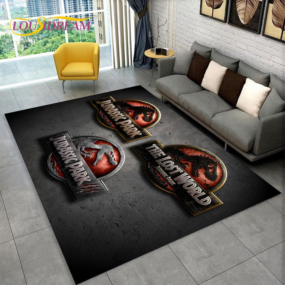 3D Cartoon Jurassic Park Dinosaur Area Rug Large,Carpet Rug for Living Room Bedroom Sofa Doormat Decor,Child Non-slip Floor Mat