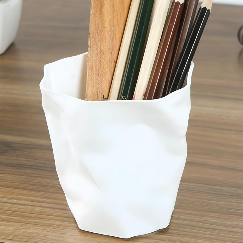 1PC Minimalist Style Pure White Creative Art Personalized Pen Holder Learning Stationery Storage Bin Makeup Brush Holder Desktop