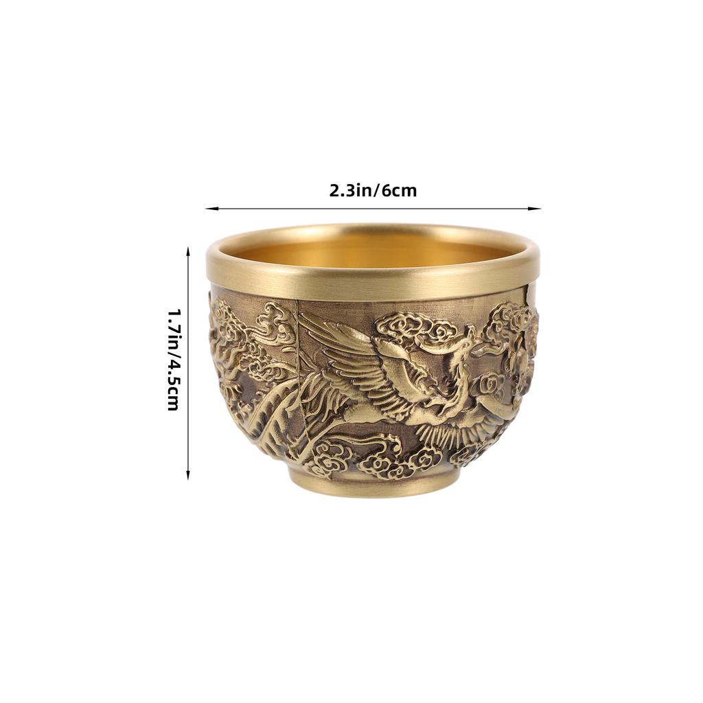 2Pcs Chinese Style Copper Dragon Teacup Retro Tea Cup Metal Teaware for Home Office Decor Tea Drinking