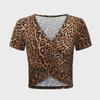 2020 Summer V-neck Slim Fit Leopard & Snake Print Crop Top T-shirt for Women