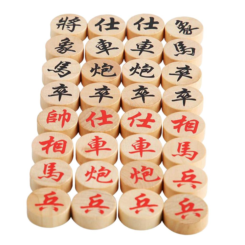 32Pcs Chinese Chess Pieces Supplies Strategy Travel Casual Game