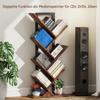 Półka stojąca z 7 poziomami Wąska półka w kształcie drzewa do biura, Rustykalny brąz