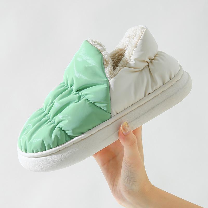 2025 home non-slip and warm indoor shoes postpartum soft-soled bread shoes cotton slippers thickened in autumn and winter