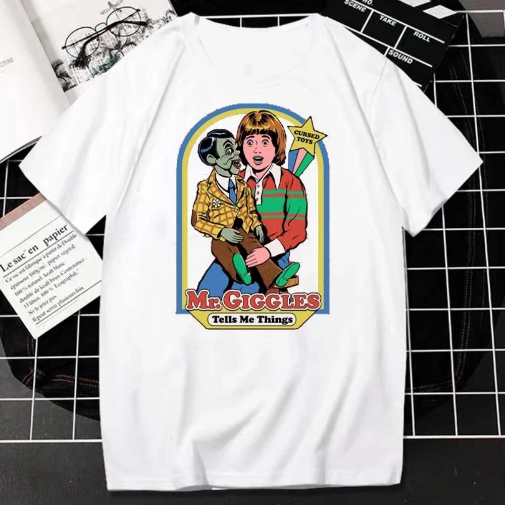 Nostalgia 90s Vintage Tshirt Women Scary Cartoon Tops Classic Satan Horror Demon Graphic Tops Hell Reaper Tee Dropshipping