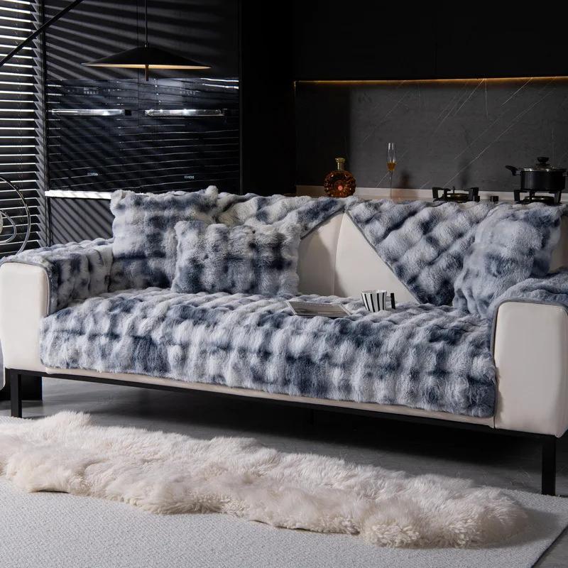 Soft Plush Sofa Towel Thicken Winter Warm Sofa Cover For Living Room Universal And Anti-slip Sofa Mat Couch Cushion Home Decor