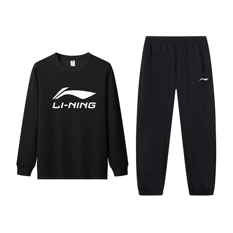 

Li Ning Буквенная Модная Хлопковая Дышащая Удобная Универсальная Свитшот с Круглым Вырезом с Длинным Рукавом Повседневный Спортивный Костюм YTLV113-4+AYKT415-1 S
