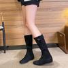 High Value Inner Heightening Boots, New Korean Matte Leather Thin Tall Boots, Retro Flat Bottom But Knee Knight Boots