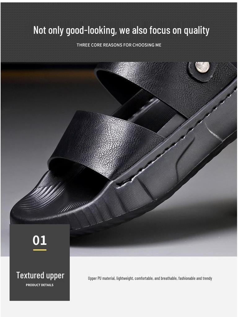 Men's Summer 2025 Dual-Use Non-Slip Driving Sandals: Casual Thick-Soled Beach Shoes