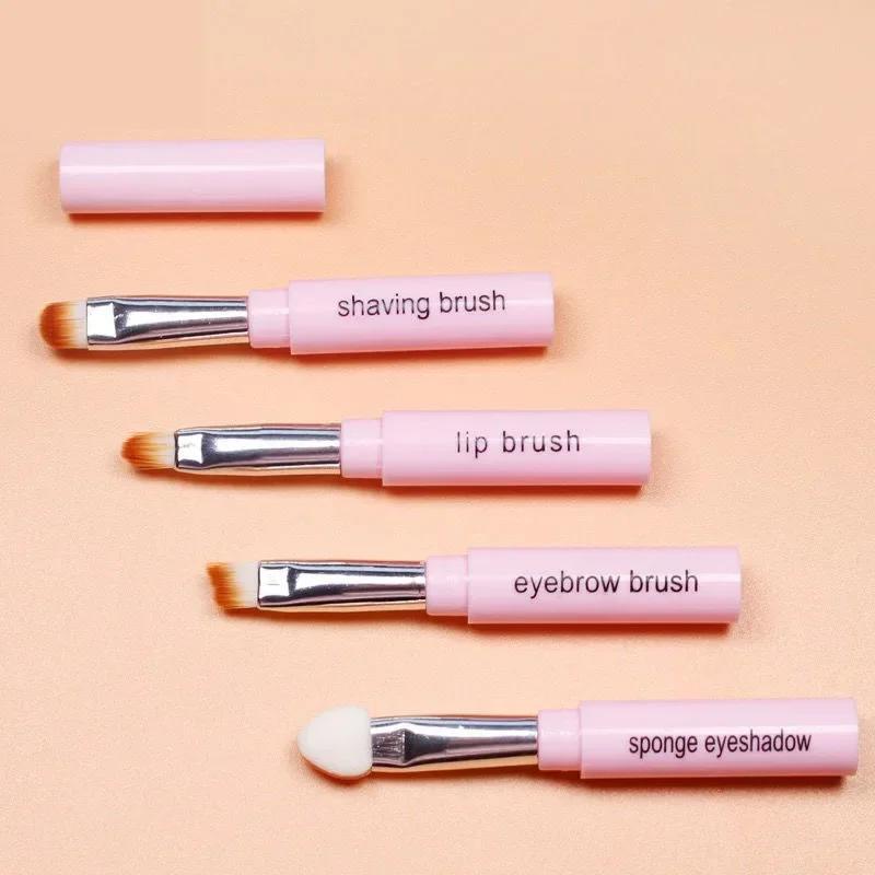 4Pcs/set 4 IN 1 Multifunctional Makeup Brushes Set Makeup Gadget Detachable Lip Eyeshadow Brush Sponge Eyeshadow Brush for Home Travel