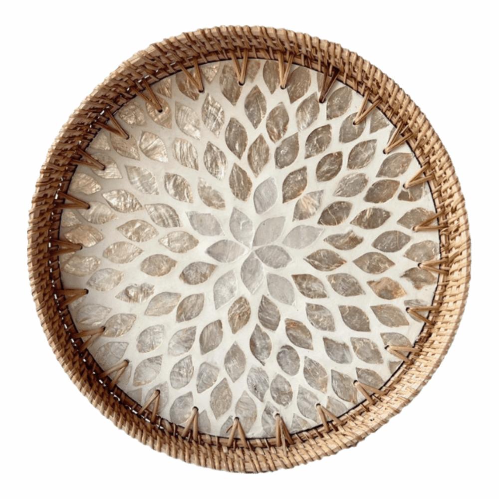 Round Rattan Tray Handmade Decorative Tray Storage Tray Woven Tray  Table Tray
