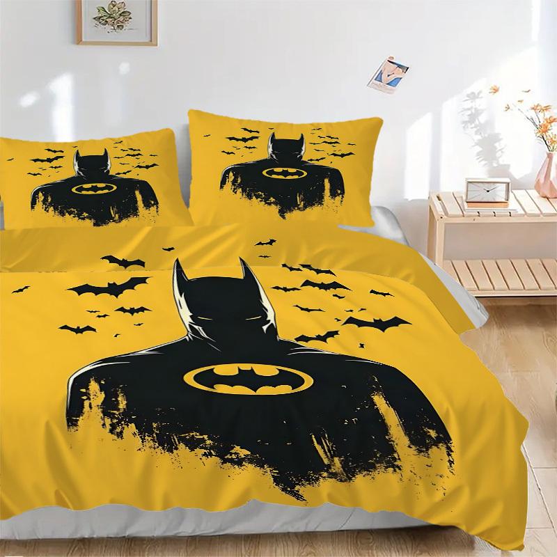 3pcs Batman Bedding Set, Soft Polyester Duvet Cover and Pillowcases Machine Washable Seasons all suitable & Guest Room Decor312