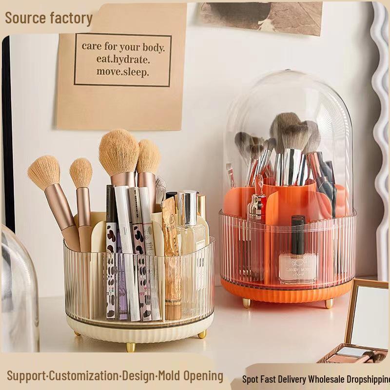 Rotating Makeup Brush and Cosmetic Holder - Desktop Organizer for Eyebrow Pencils, Eyeshadows, Lipsticks, and More