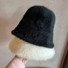 Warmth Women Fashion Fisherman Hat Furry Water Bucket Hat With Wide Brim