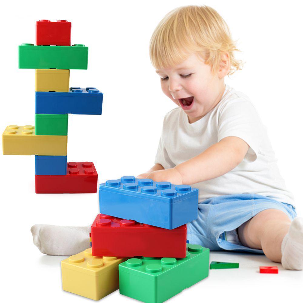 Creative Storage Box Vanzlife Building Block Shapes Plastic Saving Space Box Superimposed Desktop Handy Office House Keeping