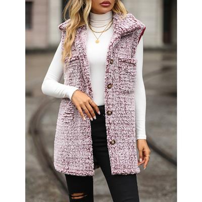 Herbst und Winter Damen Weste Revers ärmellos lange lose lässige verblasste Blase Samt Cardigan Westen