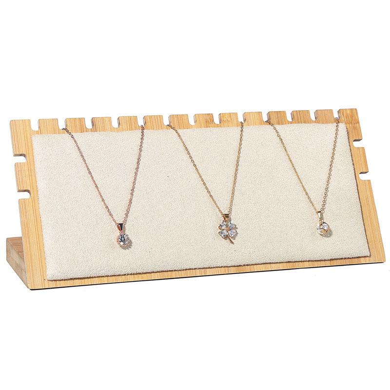 

Бамбуковая подставка для ювелирных изделий, подставка для ожерелья, деревянная подставка для нескольких ожерелий, мольберт, витрина, держатель для ожерелья бежевый