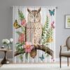2 Pieces HD Digital Woodland Owl Printed Window Valance Home Decorating Style Decorating Living Room Bedroom Rodding Curtain Eff