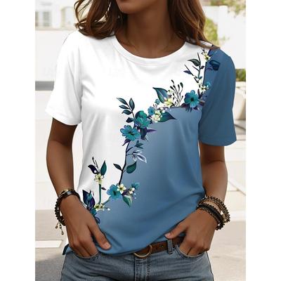Women's T Shirt Print Floral Graphic Plants Vintage Stylish Classic Short Sleeve Crew Neck Regular Tops